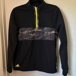 Adidas kids Black and Yellow Quarter-Zip fleece sweater